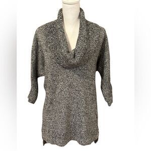 Express Marled Gray Three Quarter Sleeve Cowl Neck Tunic Sweater High Low Hem